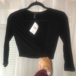 Black Wraparound Crop Top
